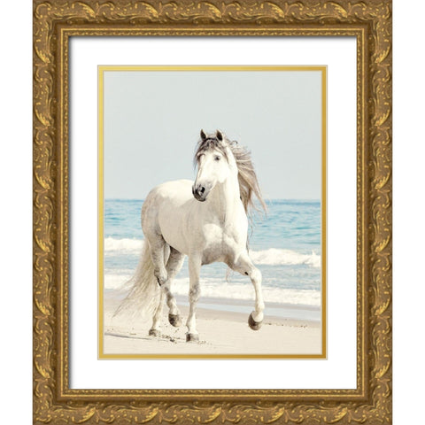 Beach Run Gold Ornate Wood Framed Art Print with Double Matting by Walters, Jan