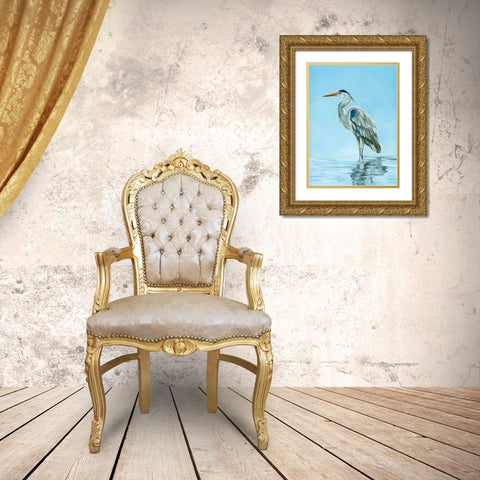 Garza Azul Gold Ornate Wood Framed Art Print with Double Matting by Sheppard, Lucca