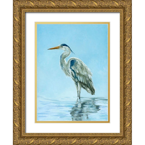 Garza Azul Gold Ornate Wood Framed Art Print with Double Matting by Sheppard, Lucca