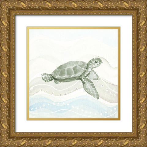 Sea Animal in Waves II Gold Ornate Wood Framed Art Print with Double Matting by Loreth, Lanie