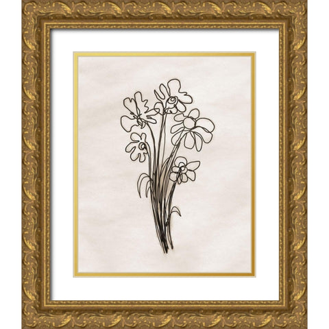 Naive Flowers Gold Ornate Wood Framed Art Print with Double Matting by Meneely, Dan