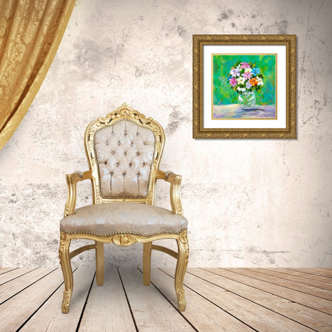 Spring Garden Bouquet Gold Ornate Wood Framed Art Print with Double Matting by DeRice, Julie