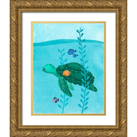 Tony The Turtle Gold Ornate Wood Framed Art Print with Double Matting by Sheppard, Lucca
