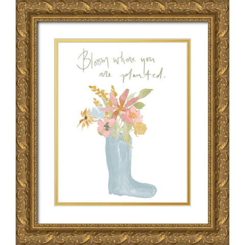 Bloom Where You Are Planted Gold Ornate Wood Framed Art Print with Double Matting by Price, Lucille