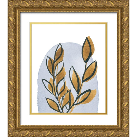 Mustard Leaves III Gold Ornate Wood Framed Art Print with Double Matting by Price, Lucille
