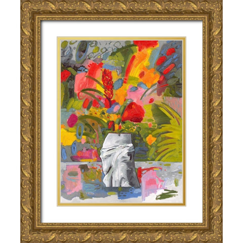 Abstract Flora Gold Ornate Wood Framed Art Print with Double Matting by Athas, Vas