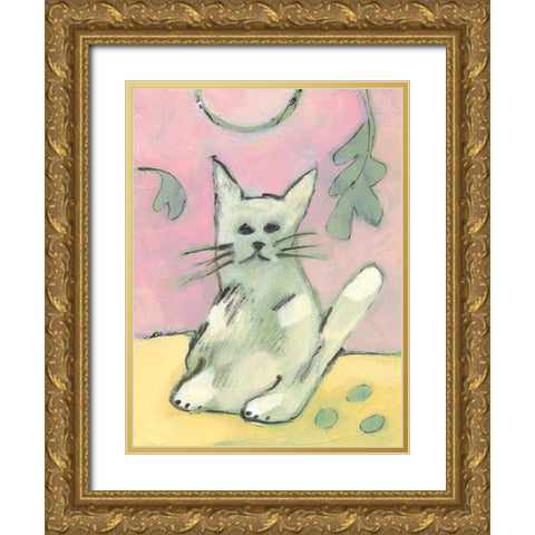 Soft Kitty Gold Ornate Wood Framed Art Print with Double Matting by Athas, Vas