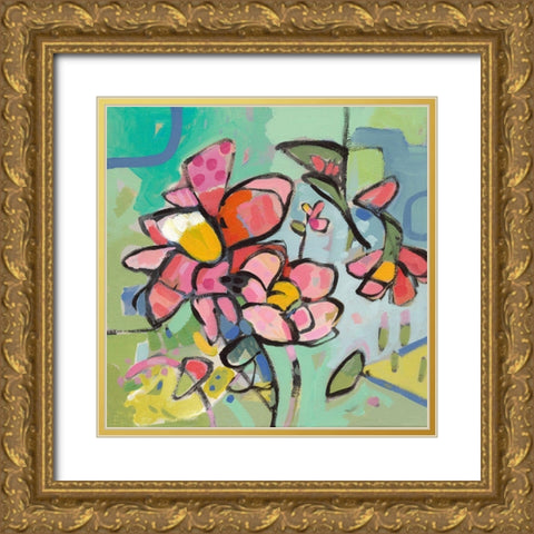 Fun With Flowers Gold Ornate Wood Framed Art Print with Double Matting by Athas, Vas