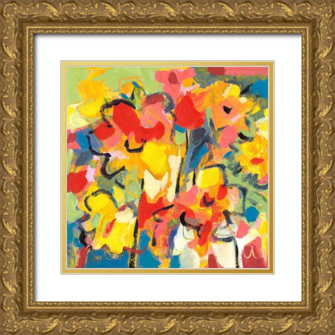 Saturated Florals Gold Ornate Wood Framed Art Print with Double Matting by Athas, Vas
