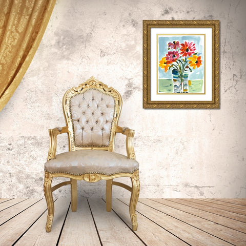 A Floral Gift Gold Ornate Wood Framed Art Print with Double Matting by Athas, Vas