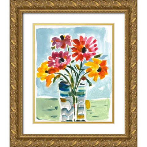 A Floral Gift Gold Ornate Wood Framed Art Print with Double Matting by Athas, Vas