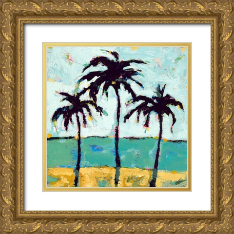 Tres Palmas Gold Ornate Wood Framed Art Print with Double Matting by Athas, Vas