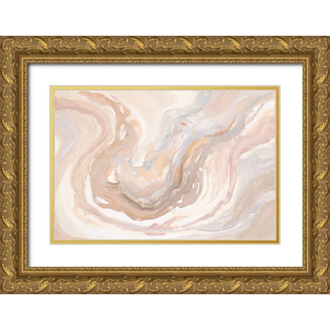 Neutral Agua Gold Ornate Wood Framed Art Print with Double Matting by Pinto, Patricia