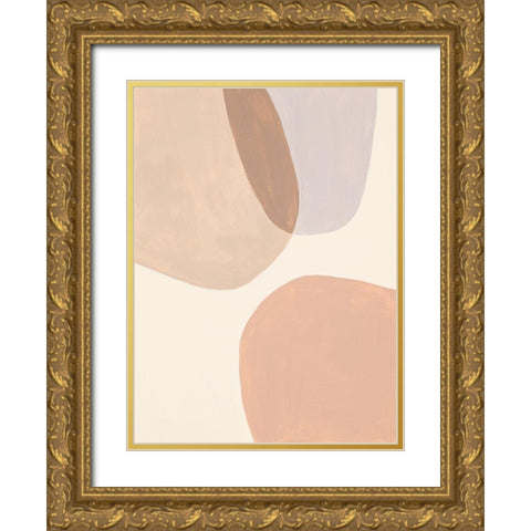 Neutral Overlapping Shapes Gold Ornate Wood Framed Art Print with Double Matting by Pinto, Patricia