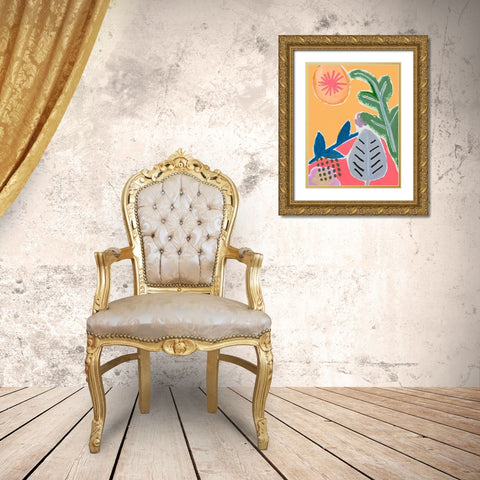 Take On Flora Gold Ornate Wood Framed Art Print with Double Matting by SD Graphics Studio