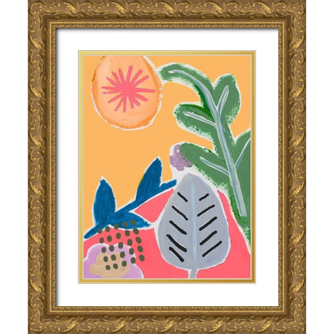 Take On Flora Gold Ornate Wood Framed Art Print with Double Matting by SD Graphics Studio