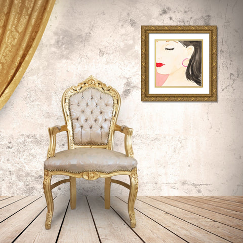 Dream Positive Girl Gold Ornate Wood Framed Art Print with Double Matting by Loreth, Lanie