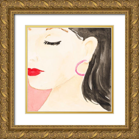 Dream Positive Girl Gold Ornate Wood Framed Art Print with Double Matting by Loreth, Lanie