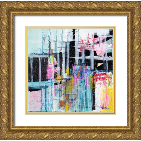 Gio Grid I Gold Ornate Wood Framed Art Print with Double Matting by Maria, Robin