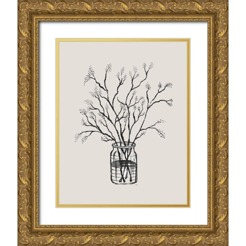 Sketched Blossoms I Gold Ornate Wood Framed Art Print with Double Matting by Medley, Elizabeth