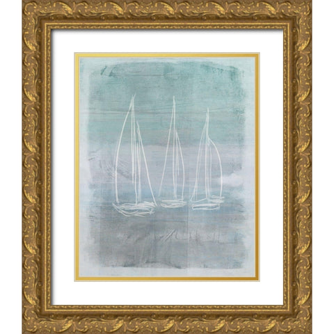 Regatta Memory I Gold Ornate Wood Framed Art Print with Double Matting by Meneely, Dan
