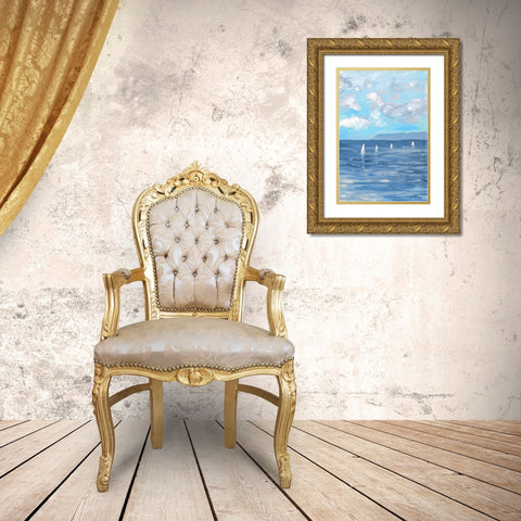 Boats and Waves II Gold Ornate Wood Framed Art Print with Double Matting by Meneely, Dan