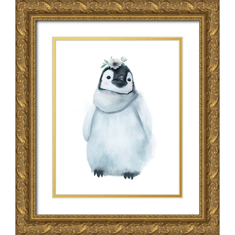 Baby Penguin Gold Ornate Wood Framed Art Print with Double Matting by Sheppard, Lucca