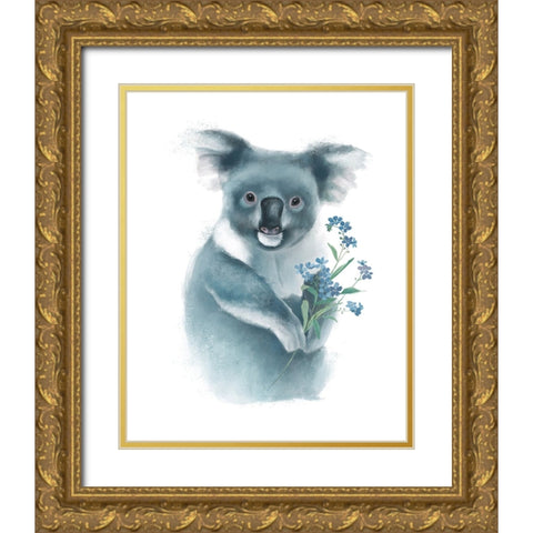 Baby Koala with Flowers Gold Ornate Wood Framed Art Print with Double Matting by Sheppard, Lucca