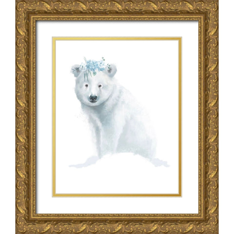 Baby Polar Bear Gold Ornate Wood Framed Art Print with Double Matting by Sheppard, Lucca
