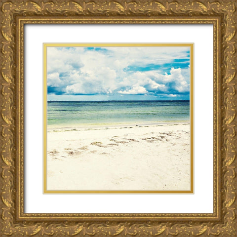 Footsteps In The Sand Gold Ornate Wood Framed Art Print with Double Matting by Bill Carson Photography