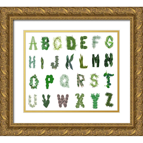 Plant Alphabet Gold Ornate Wood Framed Art Print with Double Matting by Bucheli, Jen