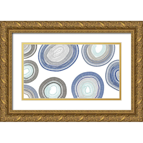 Blue And Gray Family Circle Gold Ornate Wood Framed Art Print with Double Matting by Maria, Robin