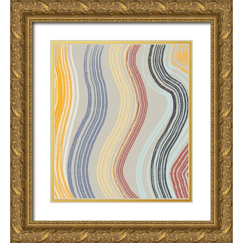 Sandy Hues Band Waves Gold Ornate Wood Framed Art Print with Double Matting by Maria, Robin