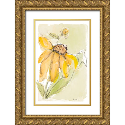Sweet Daisy II Gold Ornate Wood Framed Art Print with Double Matting by Krinlox