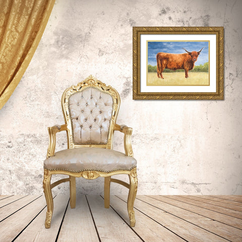 Highland Cattle Gold Ornate Wood Framed Art Print with Double Matting by Eitel, Jen
