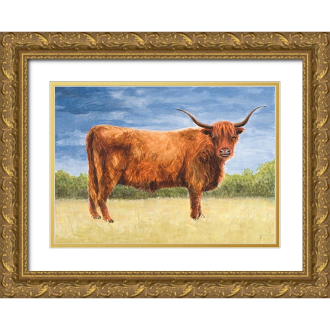 Highland Cattle Gold Ornate Wood Framed Art Print with Double Matting by Eitel, Jen
