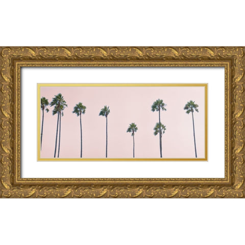 West Coast Palms Sunset Gold Ornate Wood Framed Art Print with Double Matting by Myers, Amelia