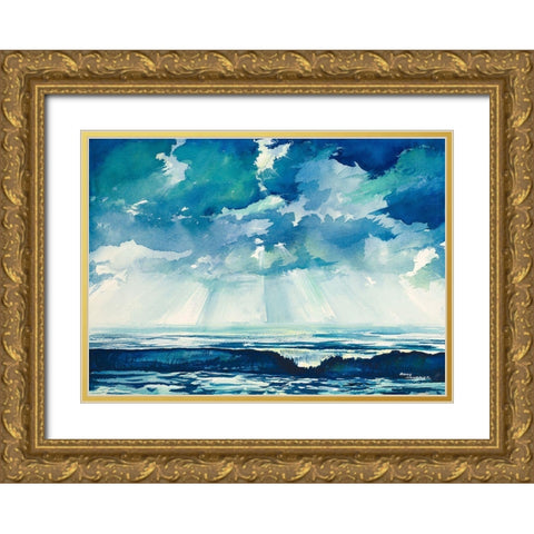 Clouds and Ocean Gold Ornate Wood Framed Art Print with Double Matting by Nawrocke, Bruce