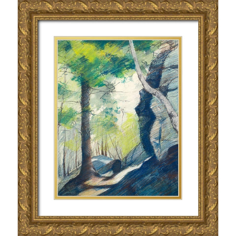 Sunrise In The Woods Gold Ornate Wood Framed Art Print with Double Matting by Nawrocke, Bruce