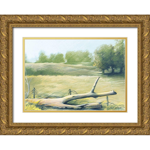 Sunrise In The Field Gold Ornate Wood Framed Art Print with Double Matting by Nawrocke, Bruce