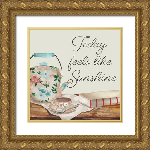 Today Feels Like Sunshine Gold Ornate Wood Framed Art Print with Double Matting by Medley, Elizabeth