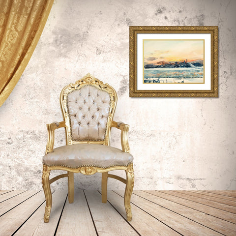Industrial Coastal Scene Gold Ornate Wood Framed Art Print with Double Matting by Nawrocke, Bruce