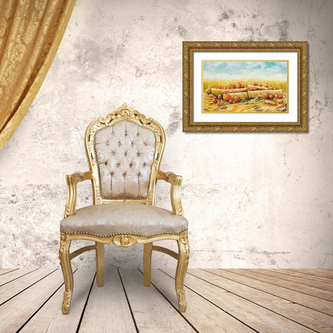 Pumpkin Patch Gold Ornate Wood Framed Art Print with Double Matting by Nawrocke, Bruce