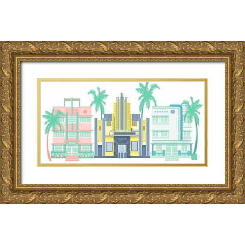 Art Deco Row Gold Ornate Wood Framed Art Print with Double Matting by Bucheli, Jen