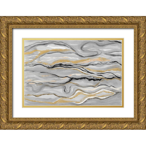 Melted Abstract Gold Ornate Wood Framed Art Print with Double Matting by Gaynor, Janice