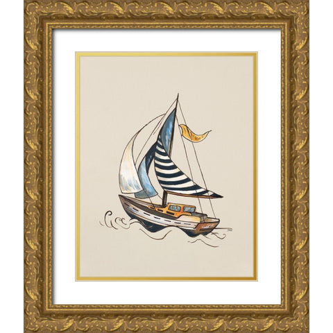 The Little Sail I Gold Ornate Wood Framed Art Print with Double Matting by Pinto, Patricia