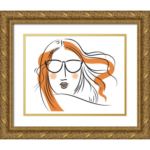 Relaxed Lady Gold Ornate Wood Framed Art Print with Double Matting by Mosher, Deidre