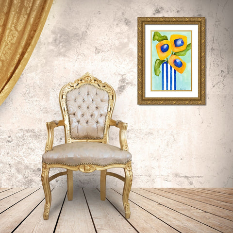 Yellow Arrangement Gold Ornate Wood Framed Art Print with Double Matting by Krinlox