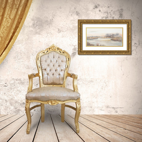 The Barn In The Marsh Gold Ornate Wood Framed Art Print with Double Matting by Pinto, Patricia