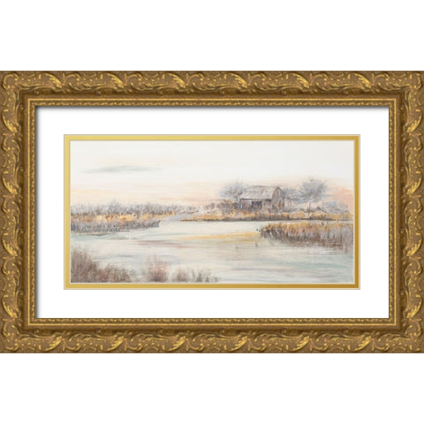 The Barn In The Marsh Gold Ornate Wood Framed Art Print with Double Matting by Pinto, Patricia